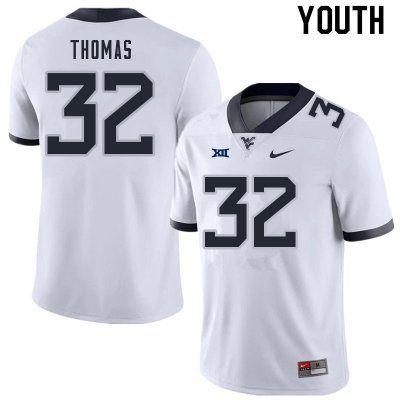 Youth West Virginia Mountaineers NCAA #32 James Thomas White Authentic Nike Stitched College Football Jersey YS15E72PQ